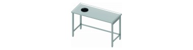 Table avec vide-ordure inox